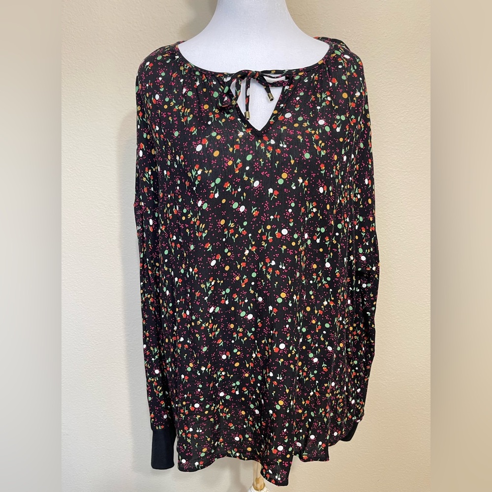 Juicy Couture Women's Split Neck Blouse Top Shirt Sz Large L -